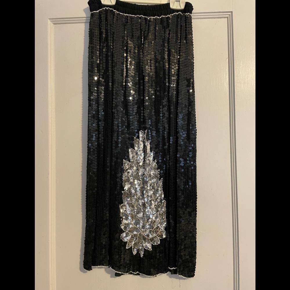Unique vintage sequined and beaded midi skirt